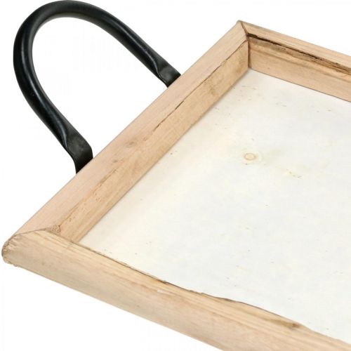 Floristik24 Taca drewniana z metalowymi uchwytami, miska na rośliny, taca ozdobna naturalna L50cm