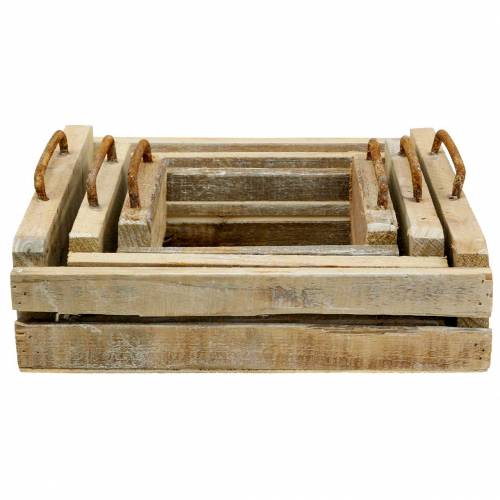 Floristik24 Taca drewniana z uchwytami kwadratowa 30×30/24×24/18×18cm zestaw 3