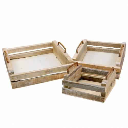 Floristik24 Taca drewniana z uchwytami kwadratowa 30×30/24×24/18×18cm zestaw 3