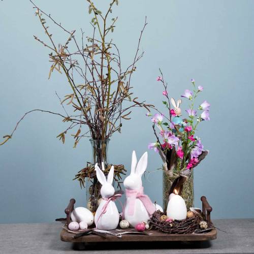 Floristik24 Taca drewniana z metalowymi uchwytami brązowa 45cm x 27,5cm H11cm