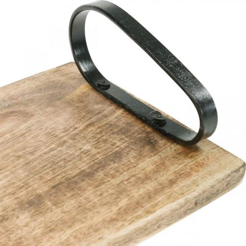 Produkt Drewniana taca, taca dekoracyjna z metalowymi uchwytami, dekoracja stołu L44cm