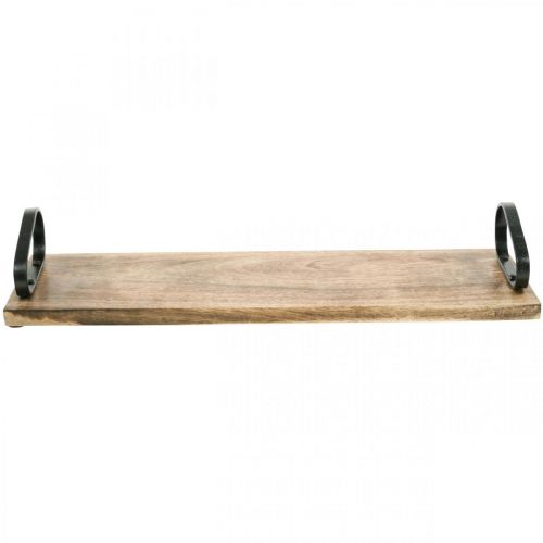 Produkt Drewniana taca, taca dekoracyjna z metalowymi uchwytami, dekoracja stołu L44cm