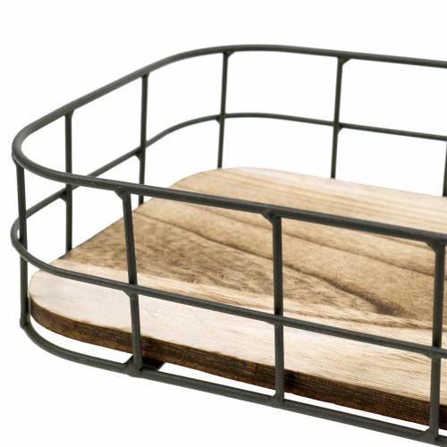 Floristik24 Taca drewniana z metalową krawędzią 45cm 35×25/29×19/42×14cm zestaw 3