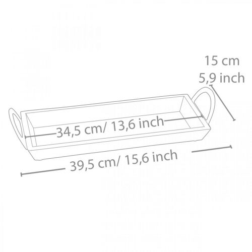 Floristik24 Taca z drewna mango, ozdobna miska z metalowymi uchwytami, dekoracja stołu L39,5cm
