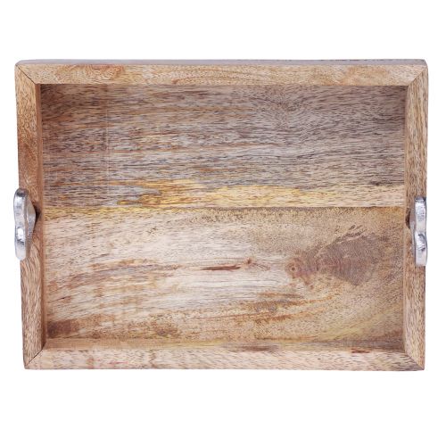Floristik24 Taca drewniana z uchwytami Taca z sercami naturalna 26×20×7,5cm