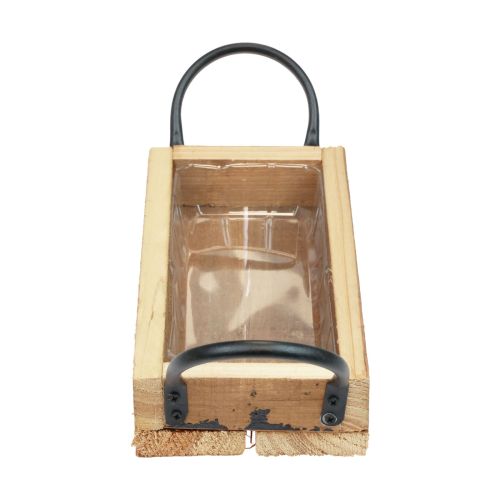 Floristik24 Taca drewniana z uchwytami Taca ozdobna naturalna czarna 25×12,5×5cm
