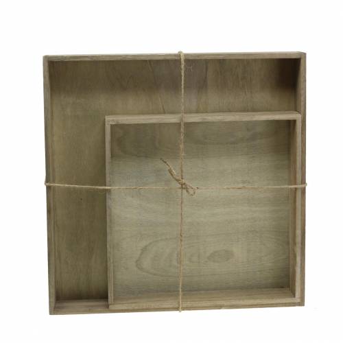 Floristik24 Taca drewniana natura zestaw 2 kwadraty 40x40/30x30cm