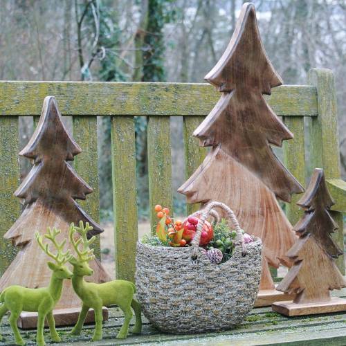 Floristik24 Drewno jodłowe glazurowane naturalne, białe drewno mango wys.29cm