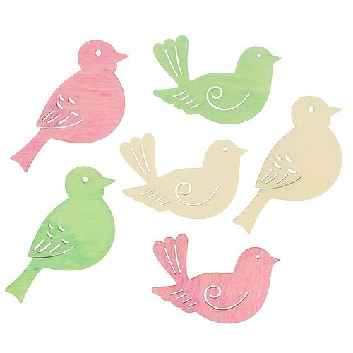 Floristik24 Drewniane ptaki 4cm - 4,5cm pastelowe różne 72 szt