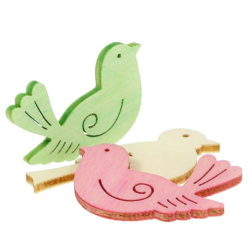 Floristik24 Drewniane ptaki 4cm - 4,5cm pastelowe różne 72 szt