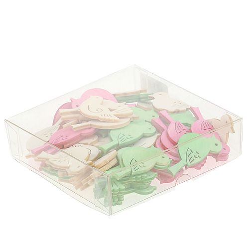 Floristik24 Drewniane ptaki 4cm - 4,5cm pastelowe różne 72 szt