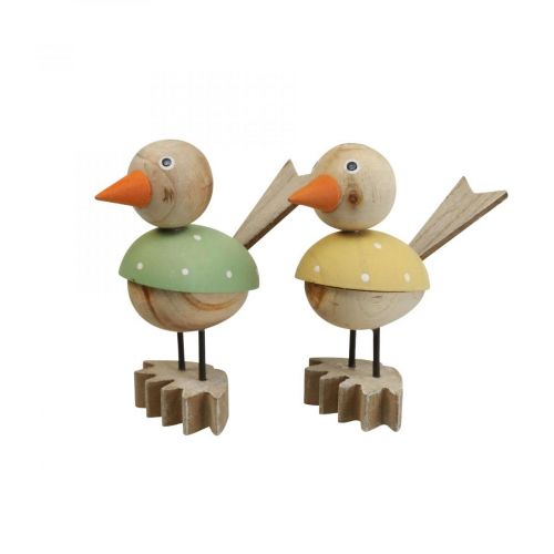 Floristik24 Drewniana figura ptaka dekoracyjna dekoracja okna wiosna żółto-zielona W15cm 2szt