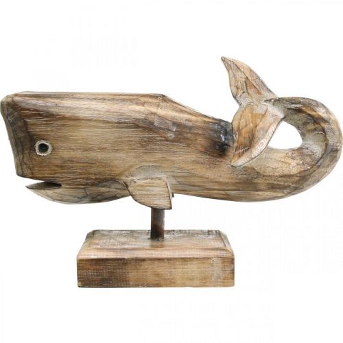 Floristik24 Wieloryb Dekoracja Drewniana Wieloryb Morska Dekoracja Teak Natura 29cm