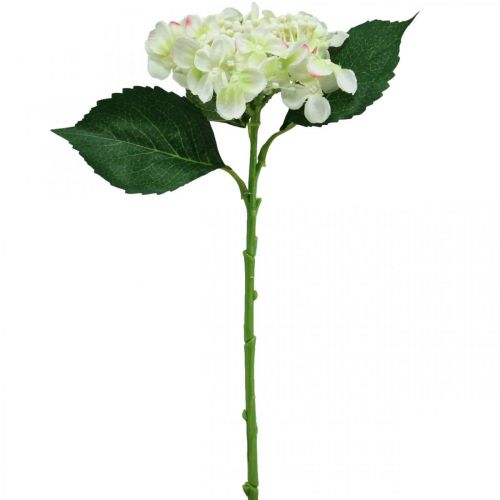 Produkt Hortensja, kwiat jedwabiu, sztuczny kwiat do dekoracji stołu biały, zielony L44cm