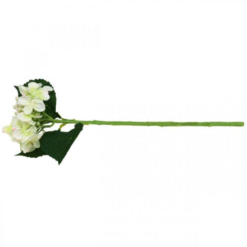 Produkt Hortensja, kwiat jedwabiu, sztuczny kwiat do dekoracji stołu biały, zielony L44cm