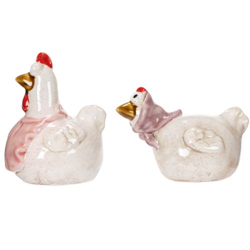 Produkt Ceramiczne figurki kurczaków do salonu, urocza ozdoba wielkanocnego stołu w domu, 11 cm, 2 sztuki