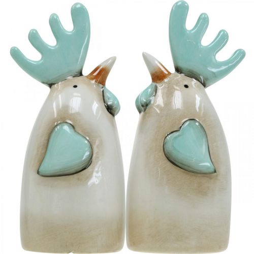 Produkt Ceramiczny Kogut Dekoracja Kuchenna Kurczak Biały Niebieski Brązowy H14.5cm 2 szt