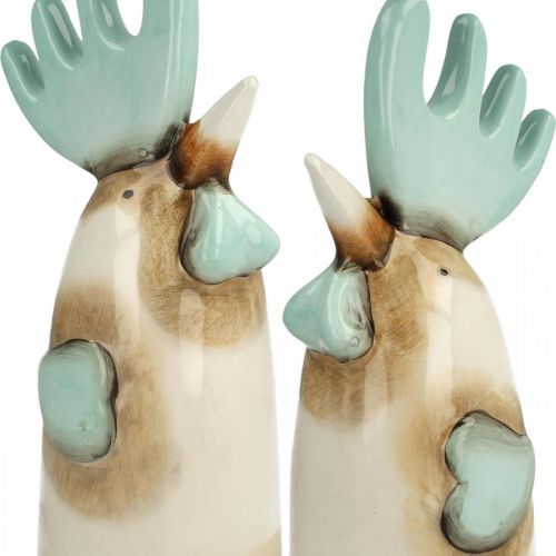 Produkt Ceramiczny Kogut Dekoracja Kuchenna Kurczak Jasnoniebieski Brązowy H23cm 2 Szt