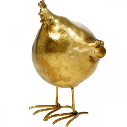 Produkt Ozdobny kurczak Ozdoba wielkanocna figurka złota okrągła, wys. 10 cm 2 szt.