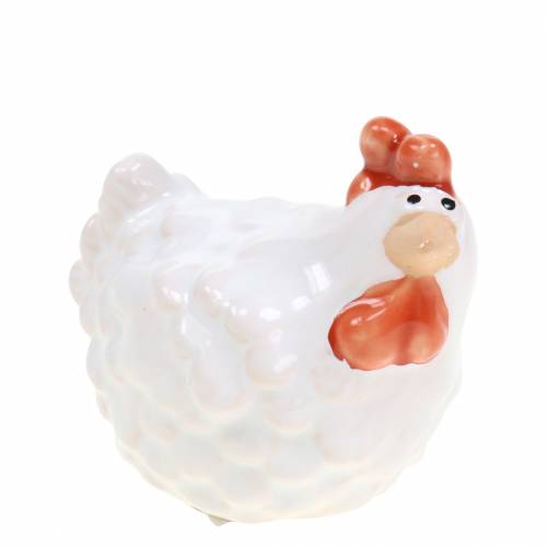 Floristik24 Deco Kurczak Biały, Figurka Ceramiczna, Dekoracja Wielkanocna 2szt.