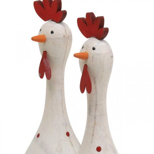 Floristik24 Ozdobna figura dekoracyjna z drewna kurczaka biała Wielkanoc Ø5cm W15cm 2szt