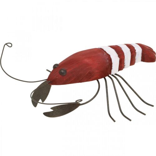 Floristik24 Figurka dekoracyjna homar morska wykonana z drewna i metalu czerwona 15x12cm