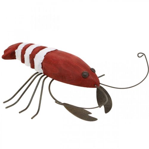 Floristik24 Figurka dekoracyjna homar morska wykonana z drewna i metalu czerwona 15x12cm