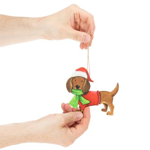 Ozdoba świąteczna w kształcie psa, ozdobna zawieszka, pies w szaliku i czapce, 12 cm, 2 sztuki | Floristik24.pl