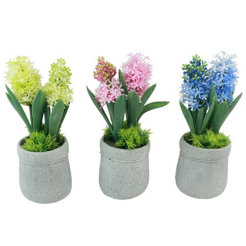 Produkt Hiacynt sztuczny w doniczce żółty różowy niebieski W23cm 3szt