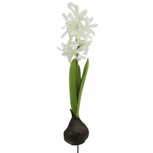 Floristik24 Sztuczny hiacynt z cebulką sztuczny kwiat biały do przyklejenia 29cm