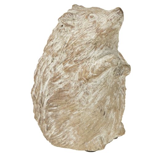 Jeż jesienna figurka dekoracyjna z odlewu kamiennego, bielona, wys. 14,5 cm