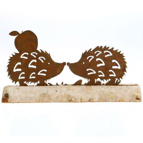 Floristik24 Rdzawy jeż deco kora brzozy metalowa dekoracja jesienna 20×4cm wys.10,5cm