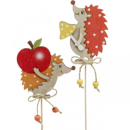 Floristik24 Kwiatowy patyk jeż, dekoracja drewniana, figura jesienna wys.9,5cm dł.32cm 12szt
