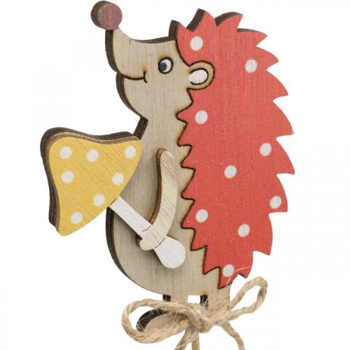 Floristik24 Kwiatowy patyk jeż, dekoracja drewniana, figura jesienna wys.9,5cm dł.32cm 12szt