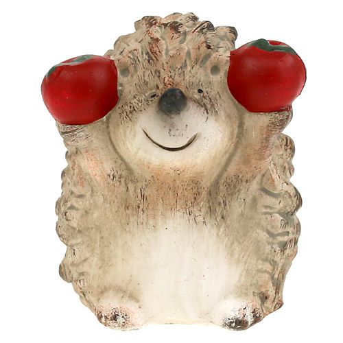 Floristik24 Jeż figurka ceramiczna z jabłkiem brązowa 7,5cm