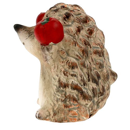 Floristik24 Jeż figurka ceramiczna z jabłkiem brązowa 7,5cm