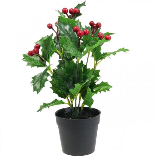 Floristik24 Ostrokrzew w doniczce sztuczne rośliny Ilex sztuczny 26cm