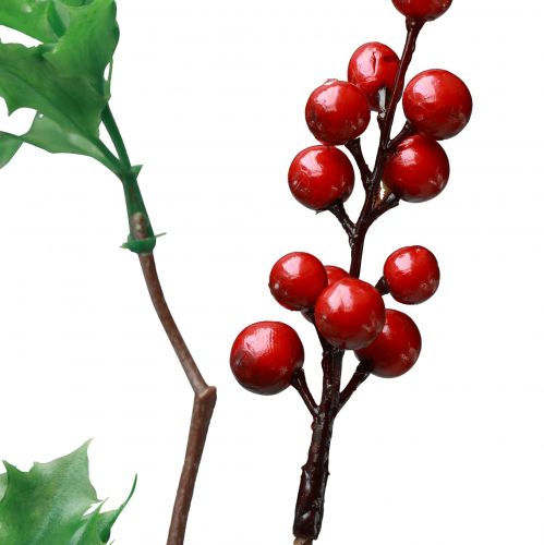 Floristik24 Ilex Sztuczna gałązka ostrokrzewu Czerwone jagody 75cm
