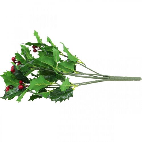 Floristik24 Świąteczna gałązka ostrokrzewu Ilex sztuczne jagody 37cm