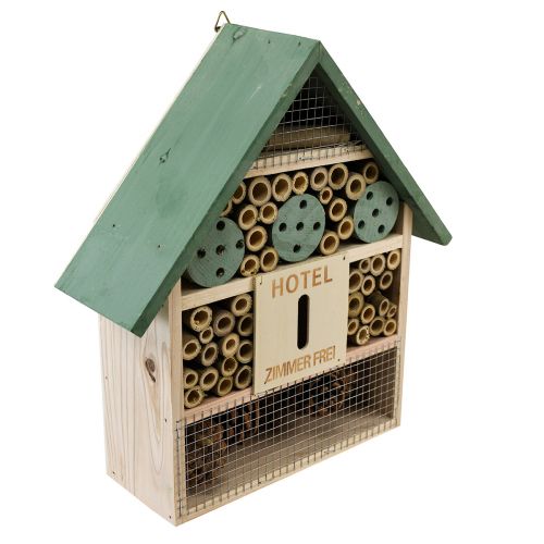 Produkt Hotel dla owadów Drewniany domek dla owadów Zielony Naturalny 26,5x9x31cm