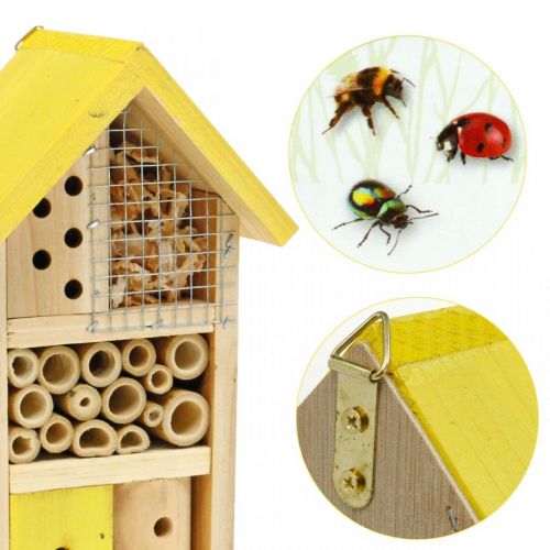 Produkt Hotel Insekt Żółty Drewno Owad Dom Ogród Gniazdo Box H26cm