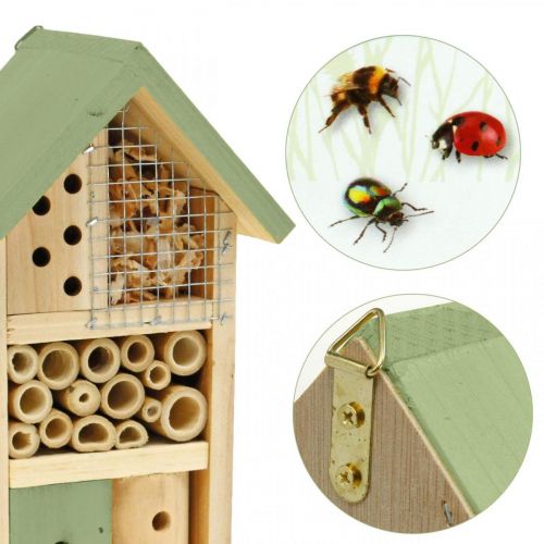 Produkt Hotel dla owadów zielony drewniany pomocnik do gniazdowania dom dla owadów wys. 26 cm
