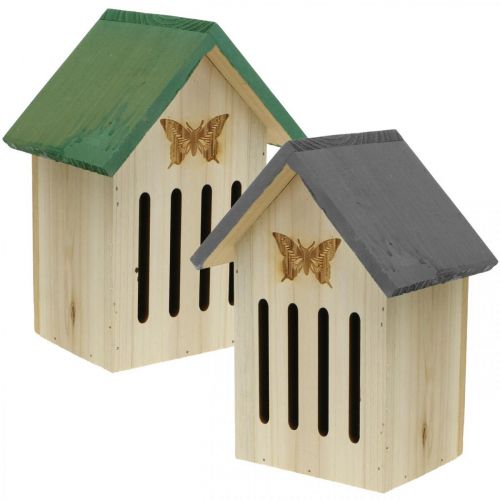 Floristik24 Owad hotelowy drewno, dom dla owadów, motyl pomagający w gniazdowaniu H21.5cm