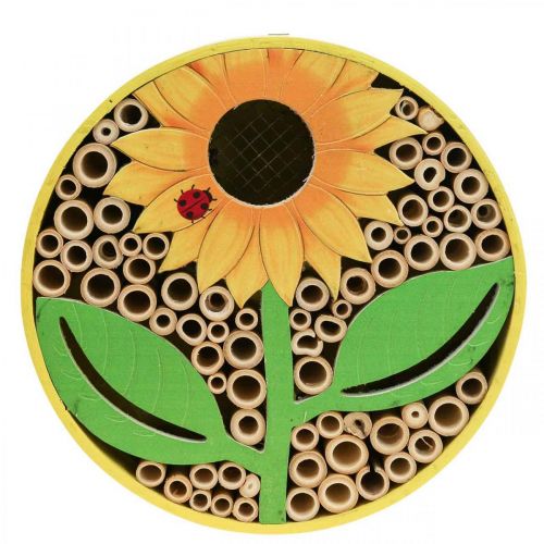 Floristik24 Okrągły drewniany domek dla owadów owadów żółty słonecznik Ø25cm