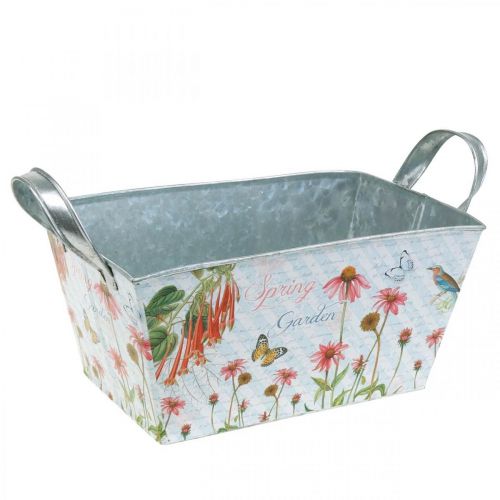 Floristik24 Jardiniere Planter Box z uchwytami Metal Flowers Spring Decoration 23×14×11cm