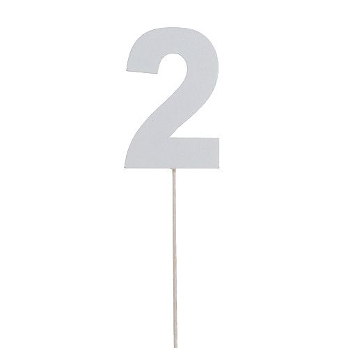 Cyfra jubileuszowa "2" na patyku biała L27cm 10szt.