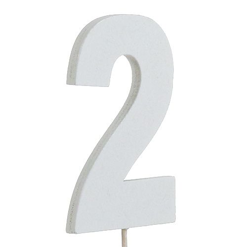 Cyfra jubileuszowa "2" na patyku biała L27cm 10szt.
