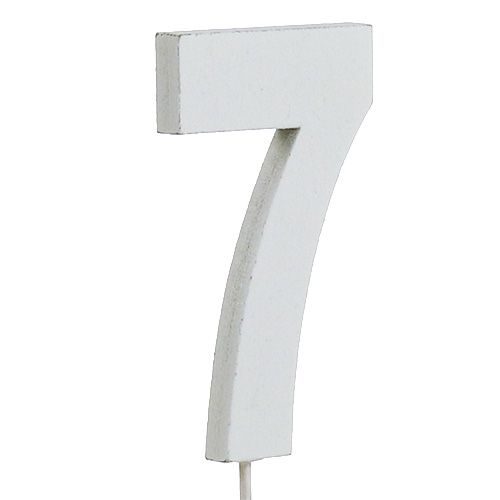 Cyfra jubileuszowa "7" na patyku biała L27cm 10szt.