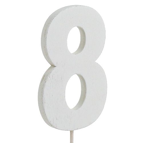 Produkt Cyfra jubileuszowa "8" na patyku biała L27cm 10szt.