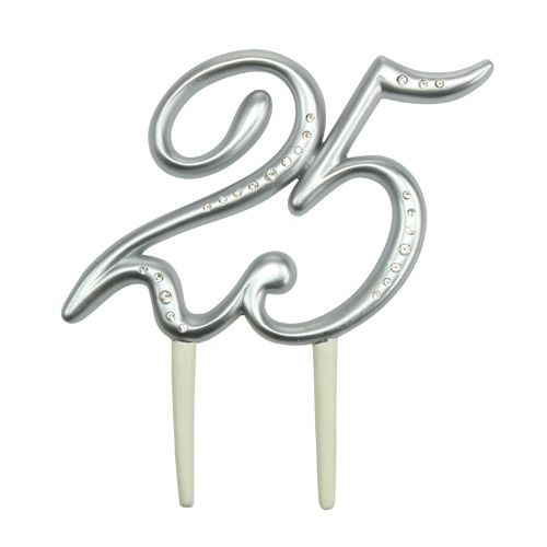 Floristik24 Liczba "25" do naklejenia srebrna 15,5cm